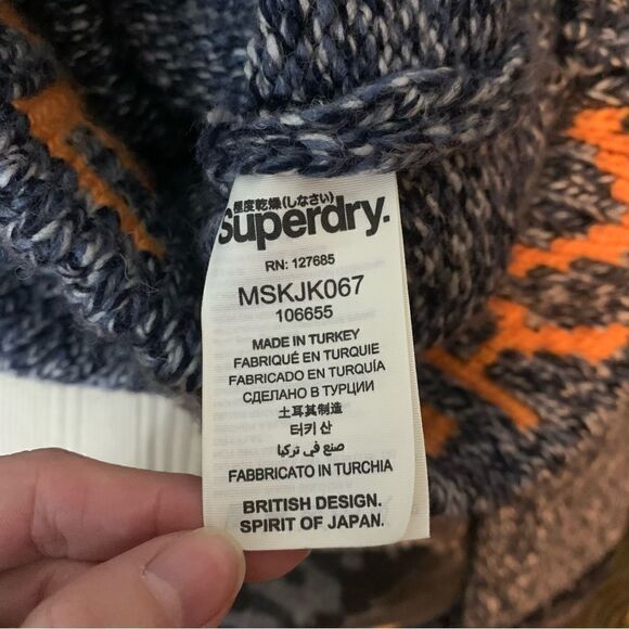 Superdry Aztec Sweater Jacket Medium - Picture 6 of 8